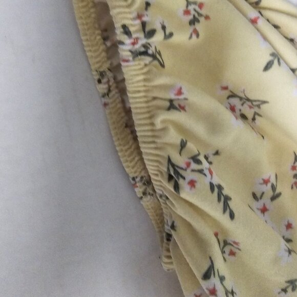 No Boundaries Juniors M 7-8 Peasant Mini Dress Yellow Floral Hi Low Summer - Picture 8 of 15